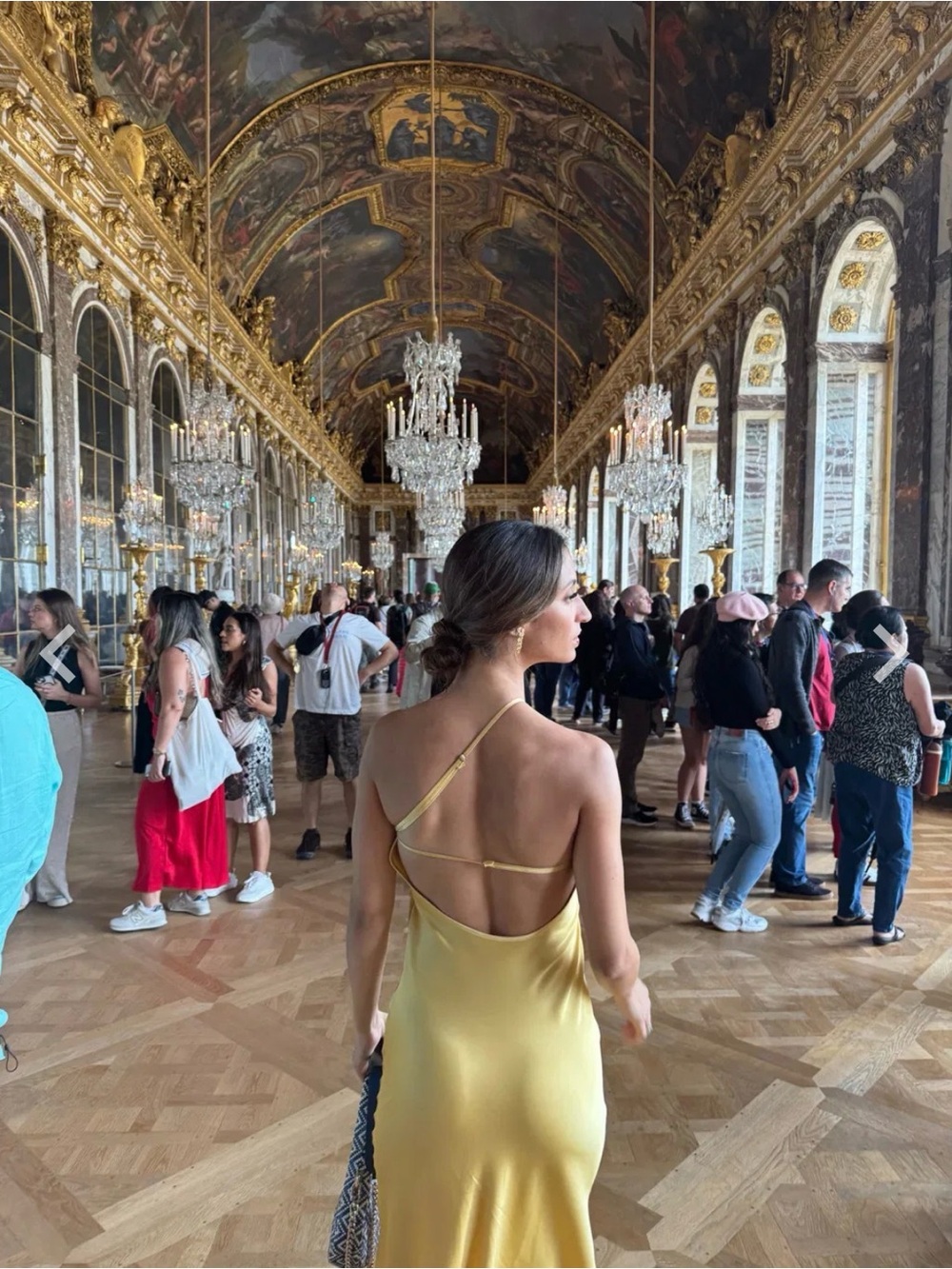 Commense One-Shoulder Satin Slip Dress in Yellow Gold - Picture 6 of 13